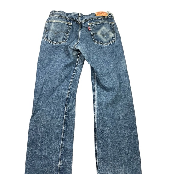 Y2K Levi’s 501 button fly medium wash straight leg faded jeans 34 x 32 - Picture 2 of 8